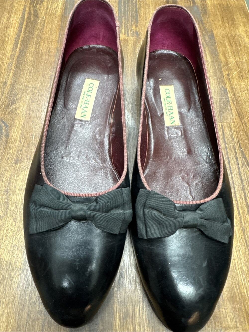 VINTAGE COLE HAAN TUXEDO OPERA PUMP BOW BLACK LEATHER MEN LOAFERS 13 D